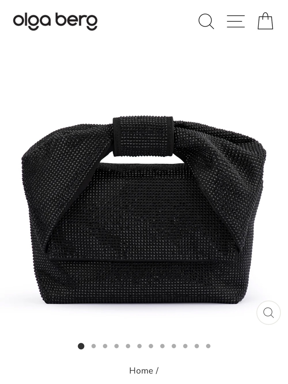 Olga Berg Black Crystal-Embellished Knot-Handle Clutch